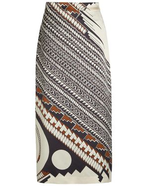 Heirlome Lexi Printed Silk Midi Skirt - Grey