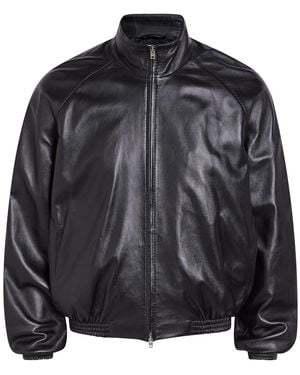 Acne Studios Leather Bomber Jacket - Black