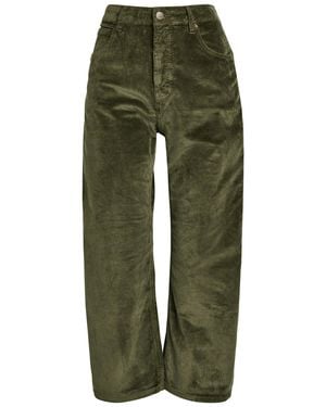 Free People Deep Trance Straight-Leg Corduroy Cropped Pants - Green