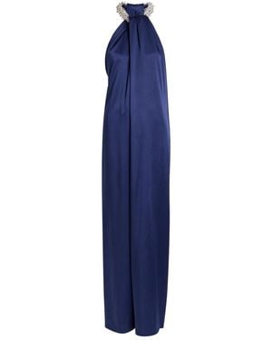 Stella McCartney Draped Faux Pearl-Embellished Satin Jumpsuit - Blue