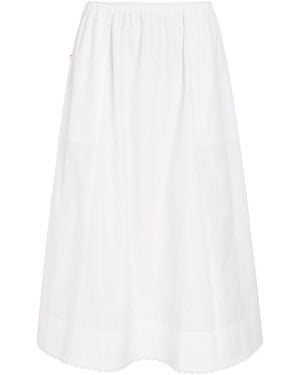 Vince Scalloped Cotton Midi Skirt - White