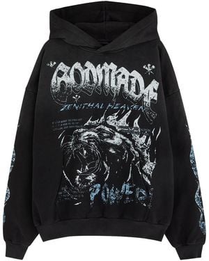 God Made Power Printed Hooded Cotton Sweatshirt - Black
