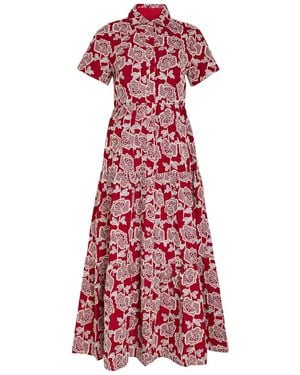 Erdem Floral-Embroidered Cotton-Blend Midi Shirt Dress