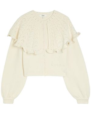 Chloé Collar-Detail Wool And Cashmere-Blend Cardigan - White