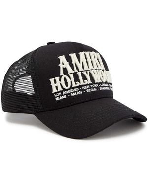 Amiri Hollywood Embroidered Canvas And Mesh Cap - Black