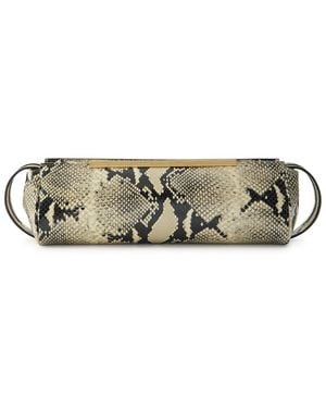 KHAITE Donna Snake-Effect Leather Clutch - Natural