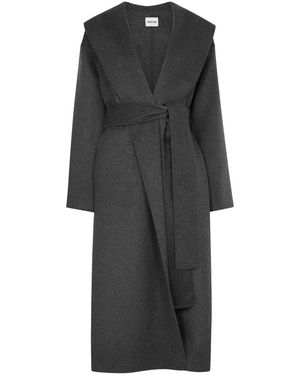 AEXAE Wool-blend Wrap Coat - Black