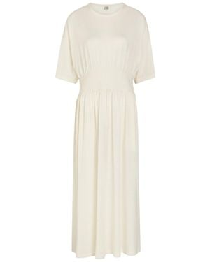 TOTEME Gathered Cotton And Silk-Blend Midi Dress - White