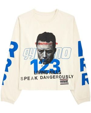 RIVINGTON roi Rebis Speak Dangerously Printed Cotton Top - Blue