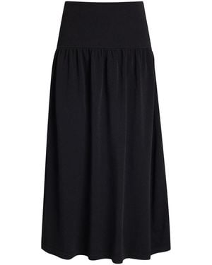 Vince Pleated Stretch-Knit Midi Skirt - Black