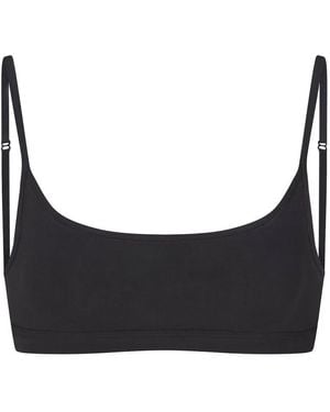 Skims Everyday Stretch-Cotton Scoop Bralette - Black