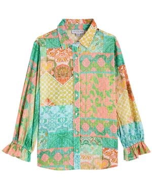 Never Fully Dressed Geanie Printed Fil Coupé Cotton Shirt - Green