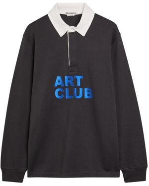 JW Anderson Art Club Embroidered Cotton Polo Shirt - Black