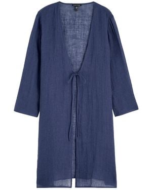 Eileen Fisher Sheer Linen Jacket - Blue