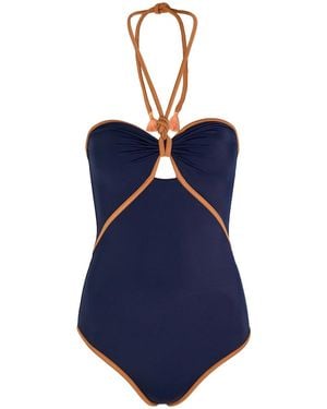 Johanna Ortiz Salt And Saddle Halterneck Swimsuit - Blue