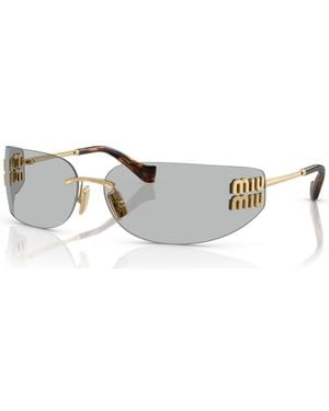 Miu Miu Aube Wrap-Around Sunglasses - Metallic