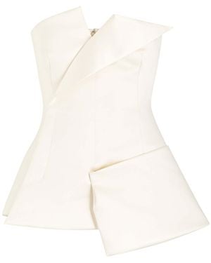 A.W.A.K.E. MODE Corseted Satin Top - White