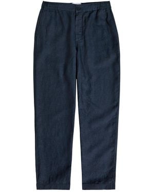 Wax London Kurt Tapered-Leg Linen Pants - Blue