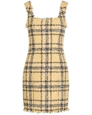 Balmain Checked Tweed Mini Dress - Metallic