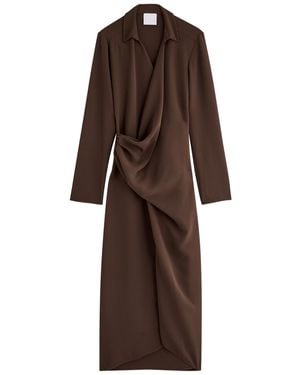 Paris Georgia Basics Simone Draped Midi Shirt Dress - Brown