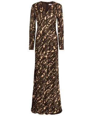 JOSEPH Adore Printed Crinkled Satin Midi Dress - Natural
