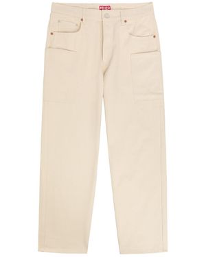 KENZO Cargo Monkey Straight-Leg Jeans - Natural