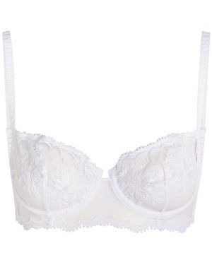 Simone Perele Intrigue Embroidered Half-Cup Bra - White