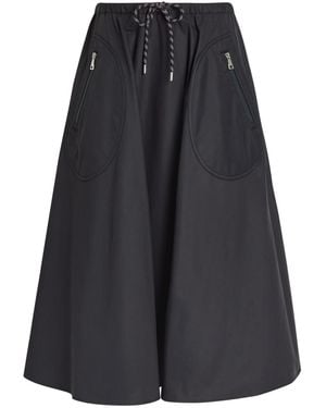 Moncler Drawstring Cotton-Blend Poplin Midi Skirt - Black