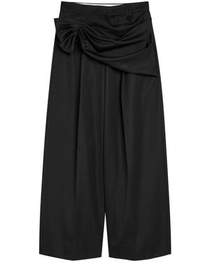 Simone Rocha Draped Wide-Leg Gabardine Pants - Black