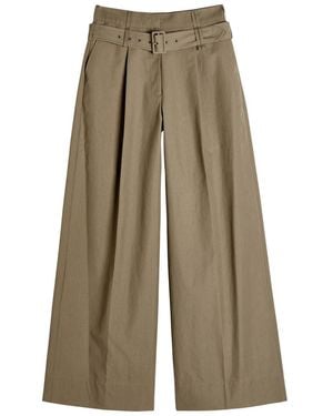 Simone Rocha Belted Cotton-Blend Poplin Trousers - Natural