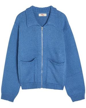 CHERRY LA 5 Star Logo-Intarsia Cotton Cardigan - Blue