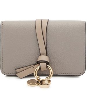 Chloé Alphabet Grained Leather Wallet - Grey