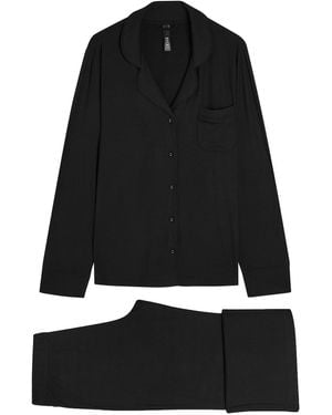 Skims Ribbed Stretch-Modal Pyjama Set - Black
