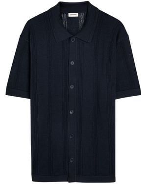 L'Estrange Textured Pointelle-Knit Shirt - Blue