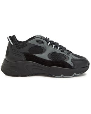 Cleens Pulse Runner Panelled Mesh Trainers - Black