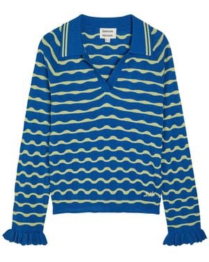 Damson Madder Silvia Cotton And Wool-Blend Jumper - Blue
