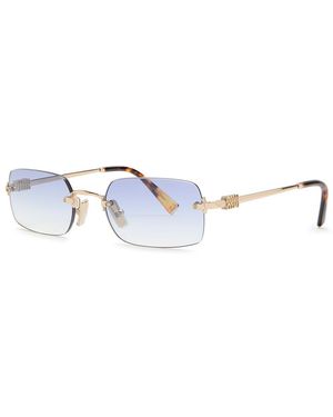 Miu Miu Rimless Rectangle-Frame Sunglasses - White