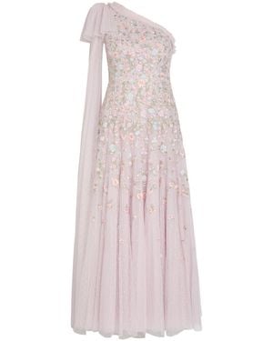 Needle & Thread Sylvia Rose Floral-Embroidered Tulle Gown - Pink