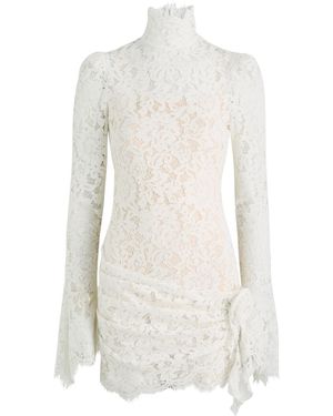 De La Vali Bodita Rose-Appliqué Lace Mini Dress - White