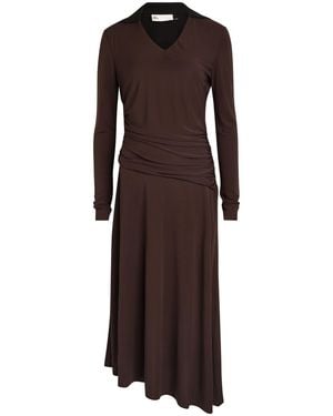 Tory Burch Ruched Jersey Midi Dress - Brown