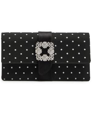 Manolo Blahnik Capri Polka Dot Satin And Mesh Clutch - Gray