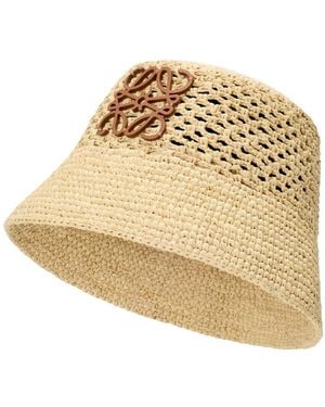 Loewe X Paula's Ibiza Logo Raffia Bucket Hat - Metallic