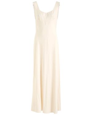 RIXO London Carnation Embroidered Satin Maxi Dress - White
