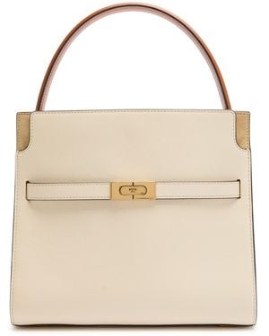 Tory Burch Lee Radziwill Double Small Leather Top Handle Bag - Natural