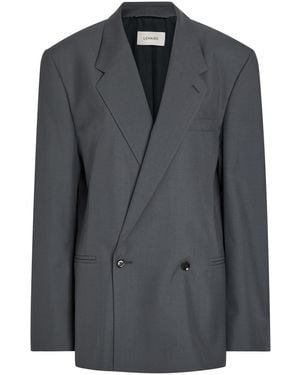 Lemaire Double-Breasted Woven Blazer - Black