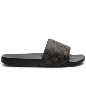 Gucci Gg Supreme Monogrammed Sliders - Grey