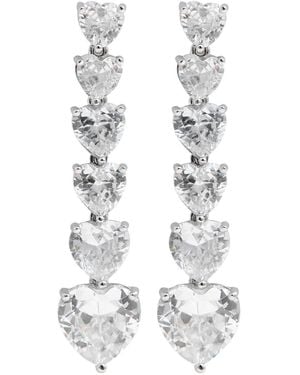 CZ by Kenneth Jay Lane Heart Rhodium-Plated Drop Earrings - White