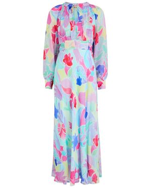 RIXO London Aero Printed Chiffon Maxi Dress - Red