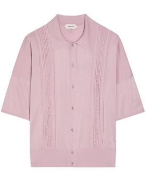 Versace Textured Fine-Knit Top - Pink