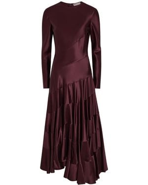 Tory Burch Asymmetric Satin Midi Dress - Purple
